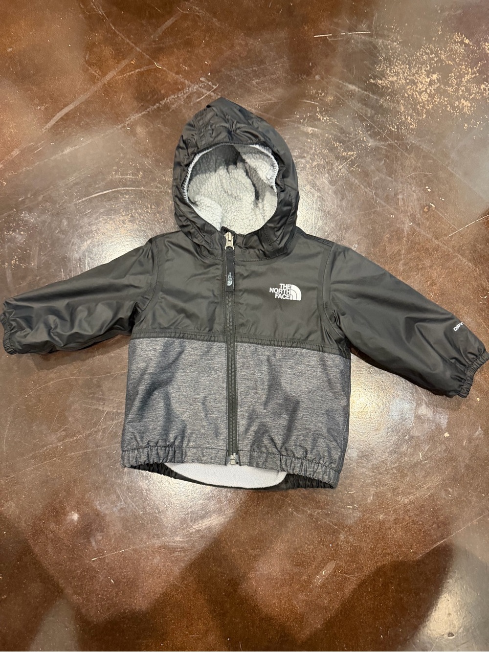 The North Face Black and Heather Gray Hooded Baby Jacket